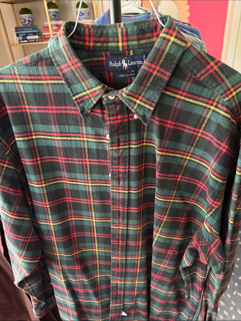 Ralph Lauren Green, Red & Yellow Plaid Button-Down Shirt
